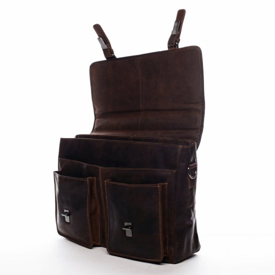 Pánská kožená taška přes rameno Apollo tm. hnědá - vnitřní vybavení Pánská kožená taška přes rameno Apollo tm. hnědá - vnitřní vybavení