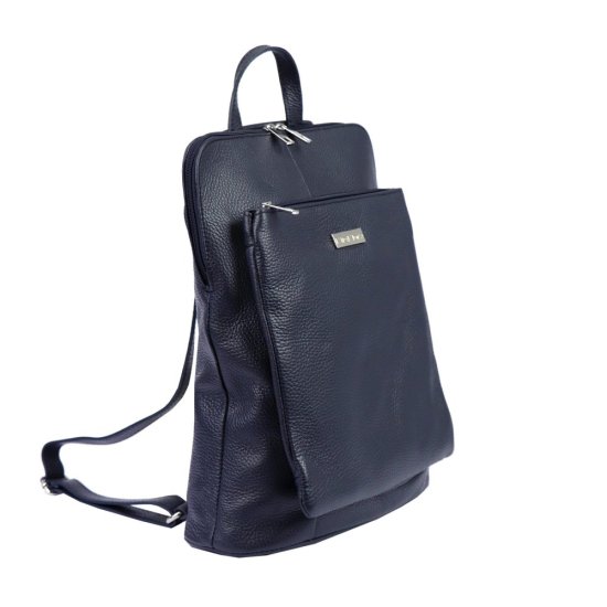 Kožený batoh MiaMore Sabina modrý - boční pohled