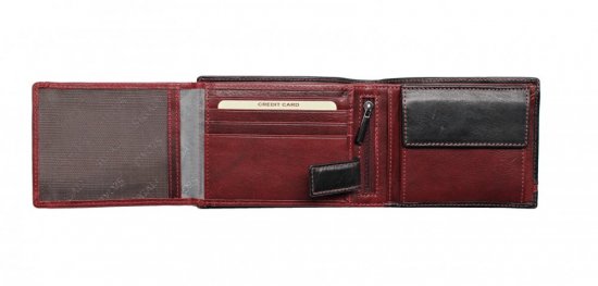 Pánska kožená peňaženka 27531152007 čierna - červená 4