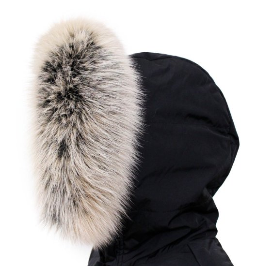 Kožešinový lem na kapuci - límec liška snowtop černo - béžová L 18/25 (45 cm) 2