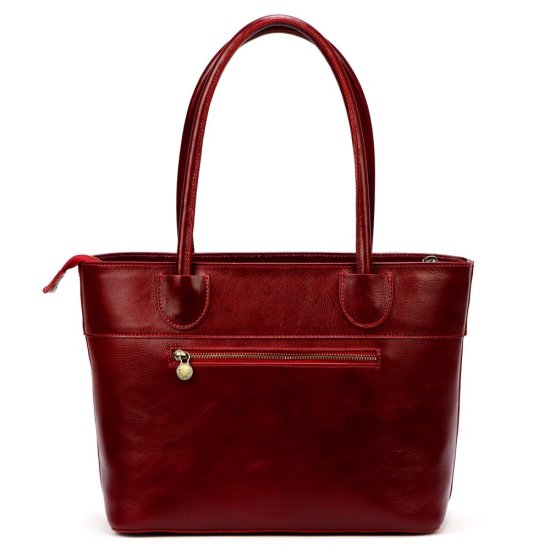Dámská kožená kabelka Viktorie tm. červená - zadní pohled Dámská kožená kabelka Viktorie tm. červená - zadní pohled