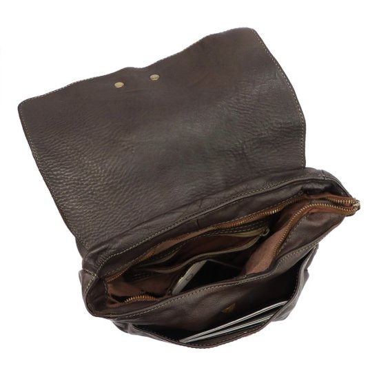 Kožený batoh UNISEX Elien tm.  hnědý - vnitřní vybavení