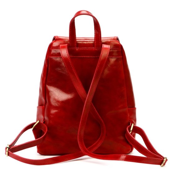 Kožený batoh Jordan červený - zadní pohled Kožený batoh Jordan červený - zadní pohled