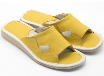 Dámské kožené pantofle Betty žluté