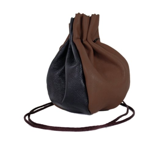 Kožený mešec na mince M 08 - čierno - hnedá