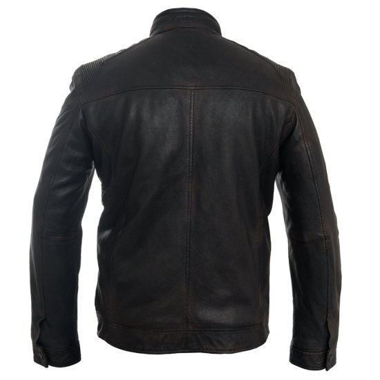 Pánská kožená bunda DNR 52554 černo-hnědá - zadní strana