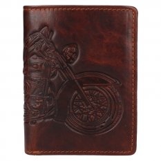 Pánská kožená peněženka 266-6401/M motorka - hnědá - pohled zepředu