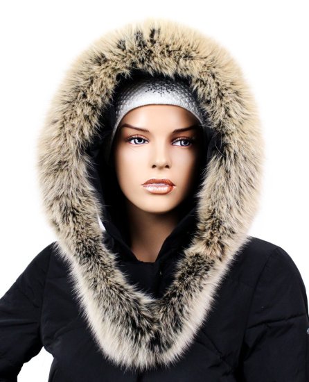 Kožešinový lem na kapuci - límec liška snowtop černo - béžová L 18/29 (95 cm) 3