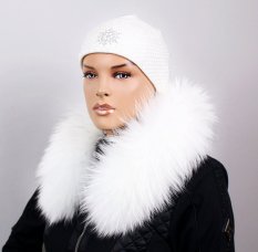 Fur trim on the hood - snow-white raccoon collar M 142/18 (70 cm)