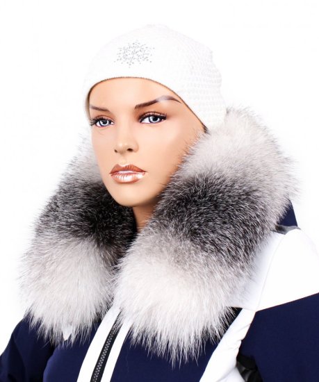 Kožešinový lem na kapuci - límec liška bluefrost white LB 21/2 (67 cm) 1