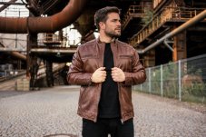 Pánská kožená bunda Mark mocca - na postavě