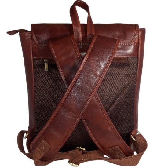 Kožený batoh UNISEX SONNY red koňak - polstrovaný chrbát so zadným vreckom
