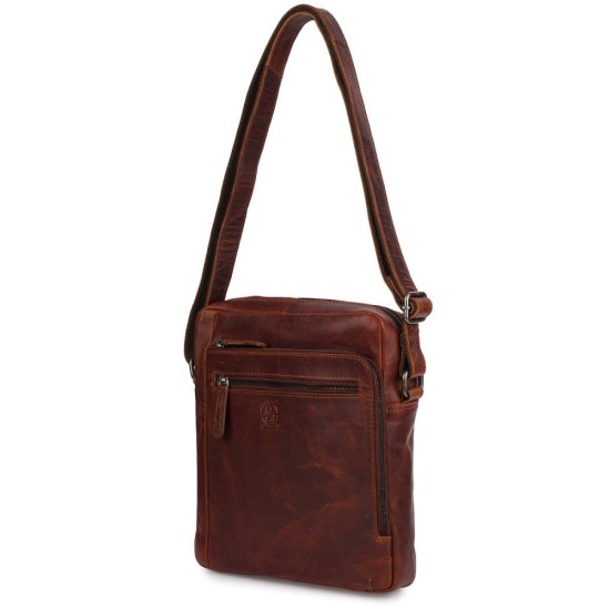 Pánska kožená taška cez rameno Karel cognac 2