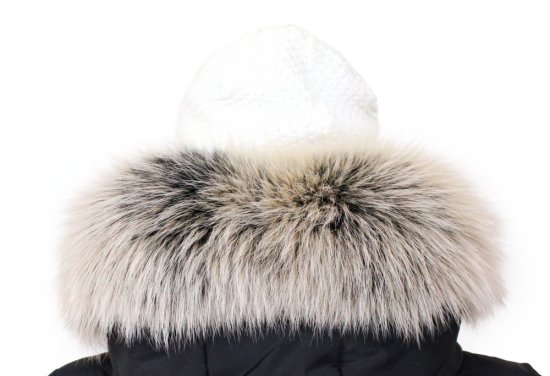 Kožešinový lem na kapuci - límec liška snowtop černo - béžová L 18/25 (45 cm) 1