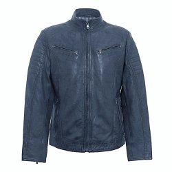 Pánská kožená bunda 8066 - modrá