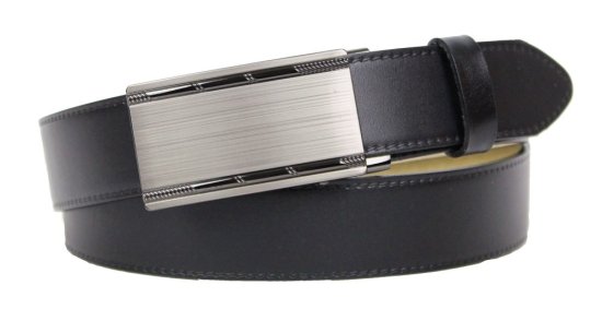 Pánský kožený opasek s plnou sponou automat 235-020-A15 černý