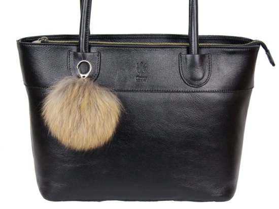 Kožešinový přívěsek ke kabelce mývalovec béžový velký 2