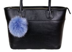 Kožušinový prívesok ku kabelke líška modrá