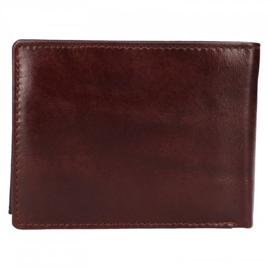 Pánska kožená peňaženka LG-22111 tm. hnedá - zadný pohľad