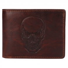 Pánska kožená peňaženka 266-6535/M lebka - hnedá - pohľad spredu