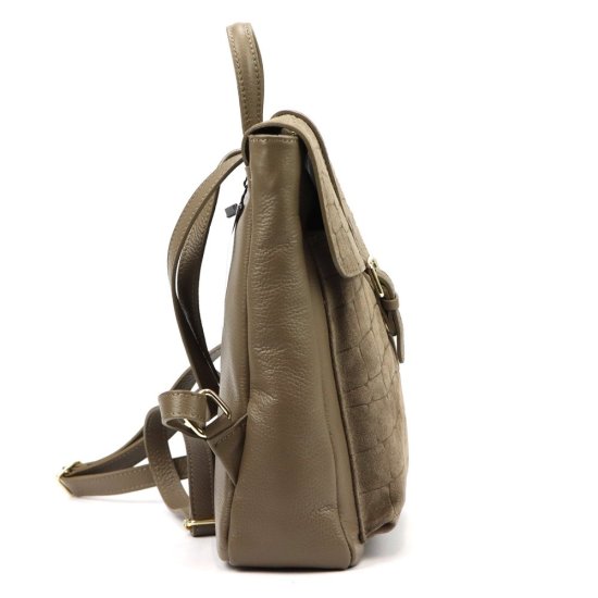 Kožený batoh Luka Belinda fango - boční pohled