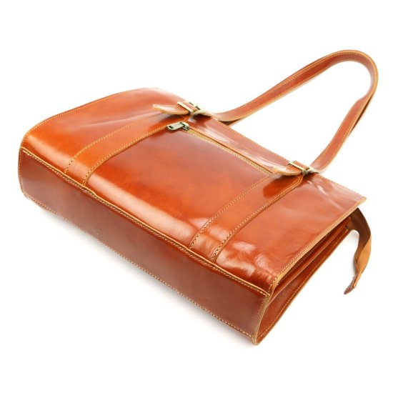 Dámská kožená kabelka Glorie zip camel - spodní část