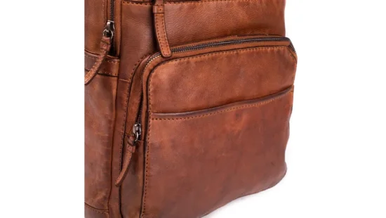 Kožený batoh UNISEX 229411 koňak - čelní kapsa na magnet