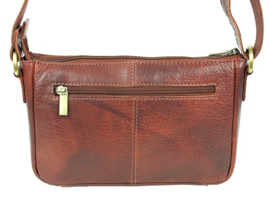 Dámska kožená taška cez rameno MIRIAM hnedá - zadná strana Dámska kožená taška cez rameno MIRIAM hnedá - zadná strana