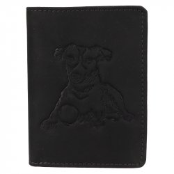 Pánska kožená peňaženka 219174 pes - čierna - pohľad spredu