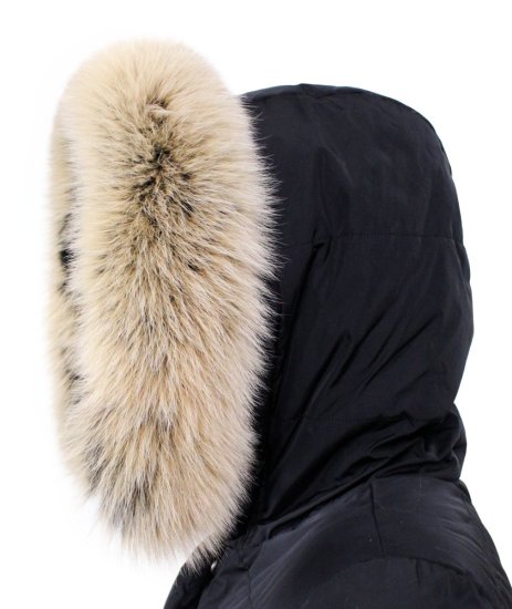 Kožešinový lem na kapuci - límec liška snowtop černo - béžová L 18/33 (60 cm) 2