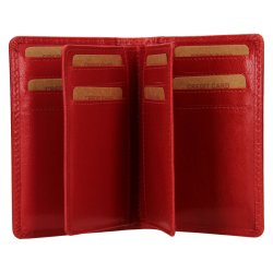 Kožená dokladovka V-260 červená - priehradky na doklady a karty Kožená dokladovka V-260 červená - priehradky na doklady a karty