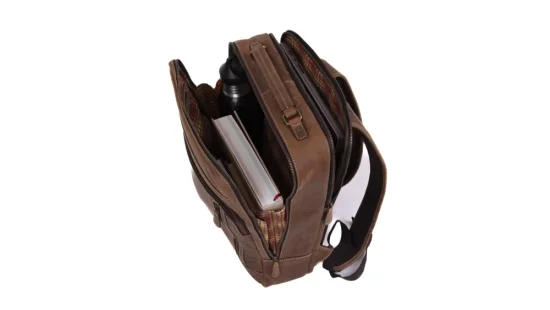 Kožený batoh na notebook UNISEX 28278 hnědý - vnitřní vybavení 3