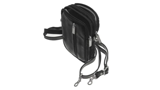 Kožená taška přes rameno/kapsa na opasek Segali SG-26032 černá