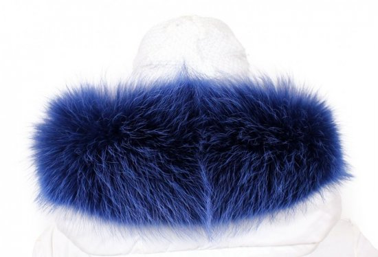 Kožešinový lem na kapuci - límec mývalovec snowtop modrý M 27/2 (60 cm) 1