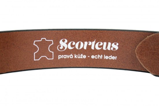 Pánský kožený opasek Scorteus SC - 2040 hnědý - logo značky