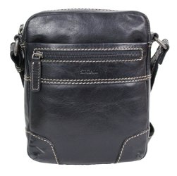 Pánská kožená taška přes rameno 225577 černá - přední strana Pánská kožená taška přes rameno 225577 černá - přední strana