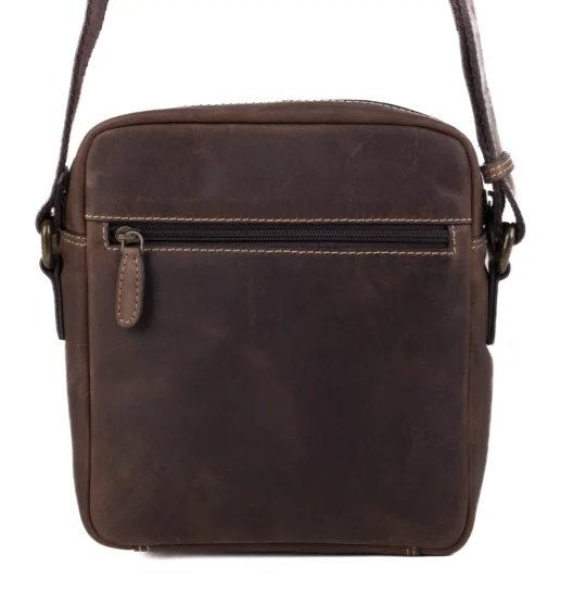 Pánská kožená taška přes rameno 23322 hnědá-tm. hnědá - zadní zipová kapsa Pánská kožená taška přes rameno 23322 hnědá-tm. hnědá - zadní zipová kapsa