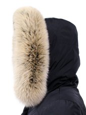 Kožušinový lem na kapucňu - golier líška snowtop čierno - béžová L 18/32 (65 cm) 1