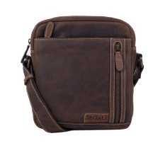 Pánská kožená taška přes rameno 23322 hnědá-tm. hnědá
