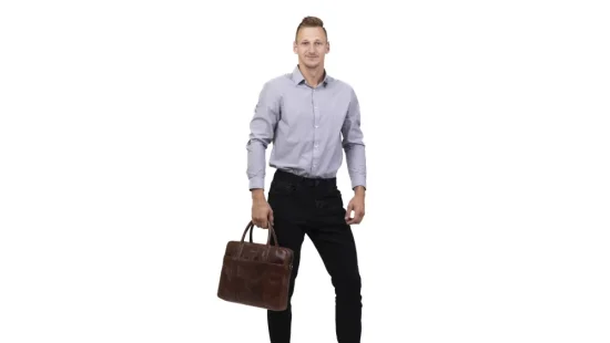 Pánská kožená taška SG-27009 hnědá - reálná velikost 2
