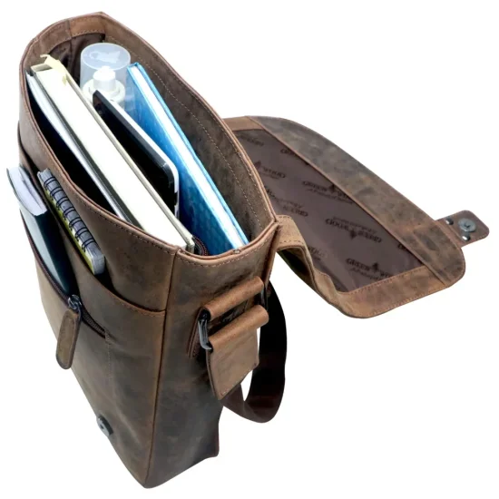 Kožená taška přes rameno UNI Aster hnědá melír