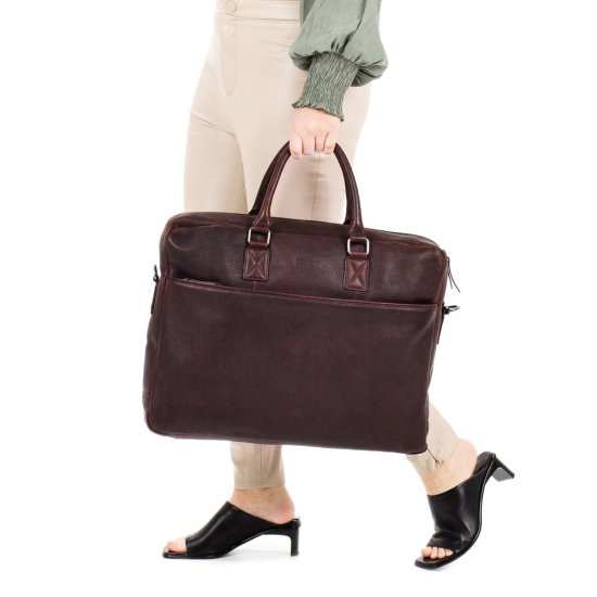 Kožená taška na notebook UNI Burkely Maxbag hnědá 8