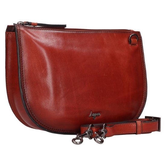 Dámská kožená kabelka LGB 2199 koňak - přední strana s popruhem