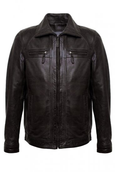Pánska kožená bunda 8051 čierno-hnedá