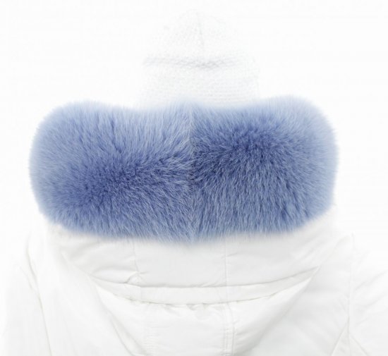 Kožušinový lem na kapucňu - golier líška nebesky modrá (75 cm)