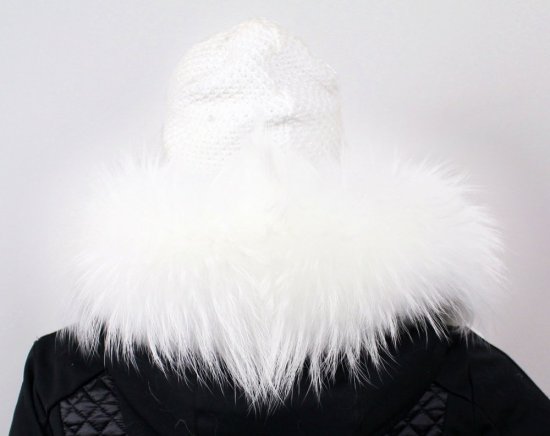 Fur trim on the hood - snow-white raccoon collar M 142/18 (70 cm) 3