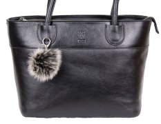 Kožušinový prívesok ku kabelke alebo kľúčom líška čierno - biela