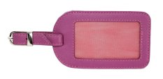 Kožená visačka na batožinu SG-220 fuchsia - predná strana