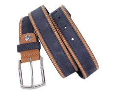 Pánsky kožený opasok Lindenmann 21520621 modrý + koňak