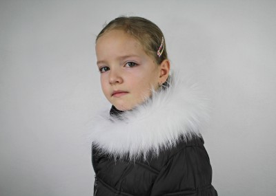 Detský kožušinový lem na kapucňu líška biela (50 cm)